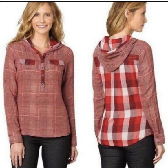 Prana Tops - Hooded Plaid long sleeve